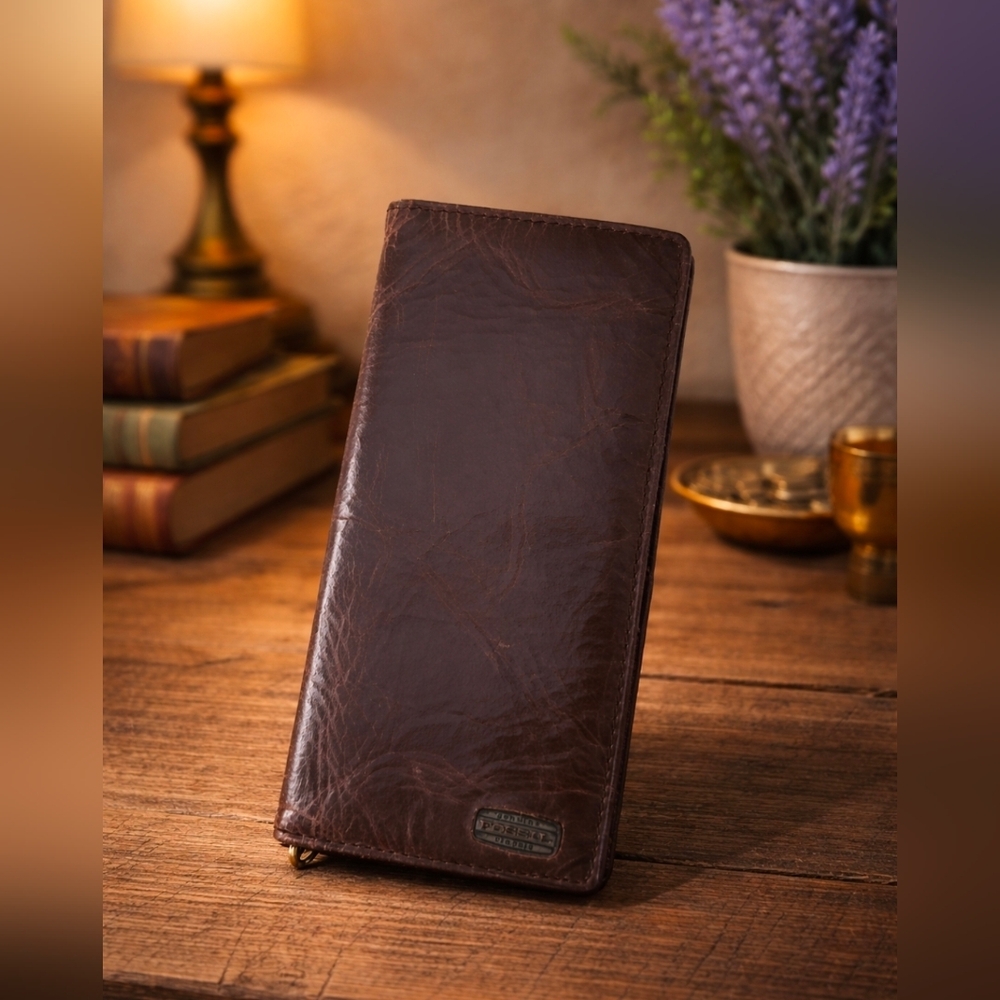 Fossil Classic Vintage Brown Crinkle Leather Bifold Wallet